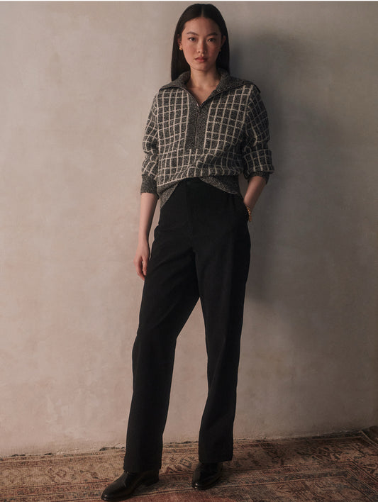 Furley Half-Zip Knit- Charcoal Marl