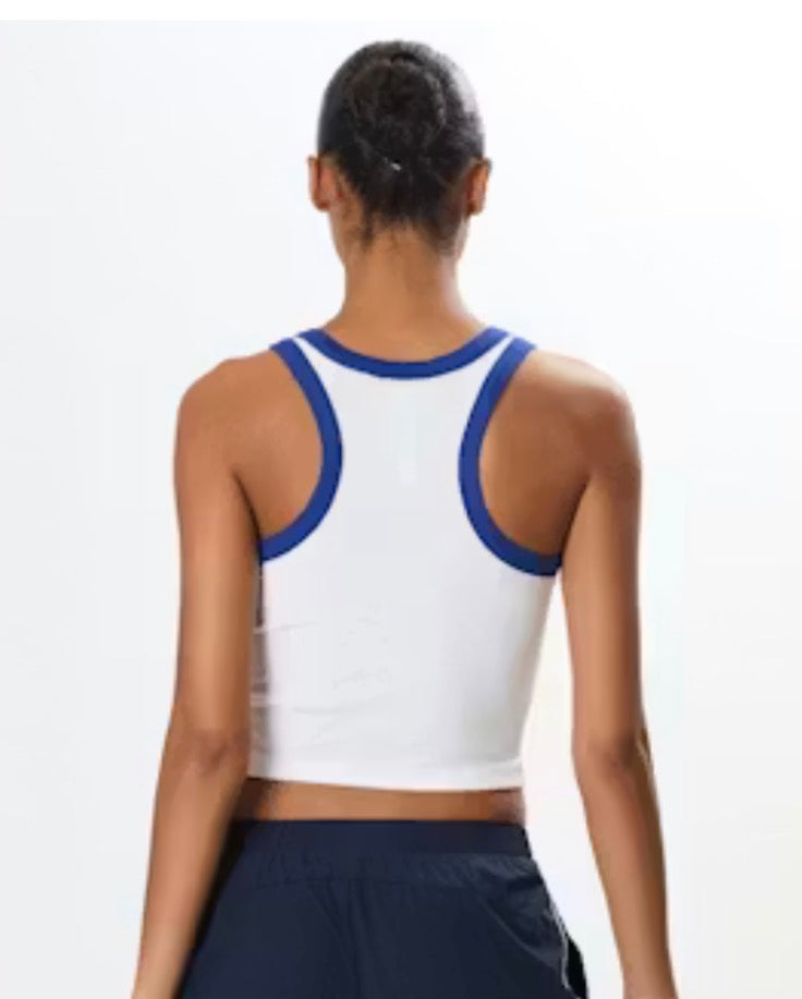 Kiki Rib Crop Tank-white/cobalt