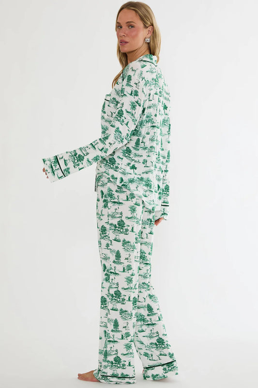 Livy Top & Connie Pant Set Green Fairway Toile