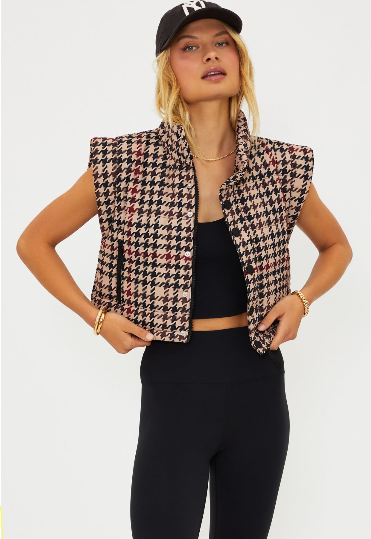 Canyon Puffer Vest- Midnight Houndstooth