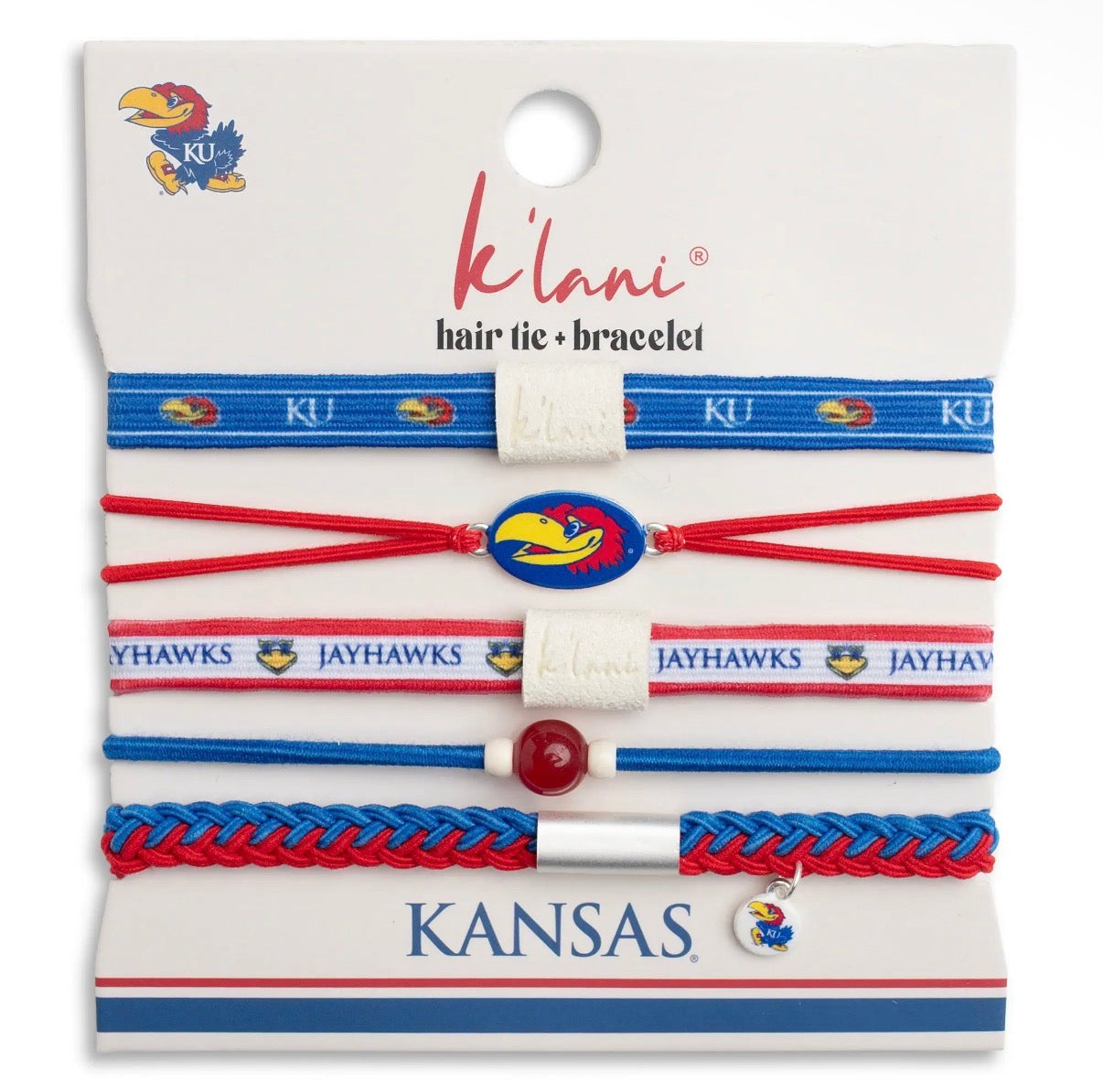 University of Kansas hair tie bracelets