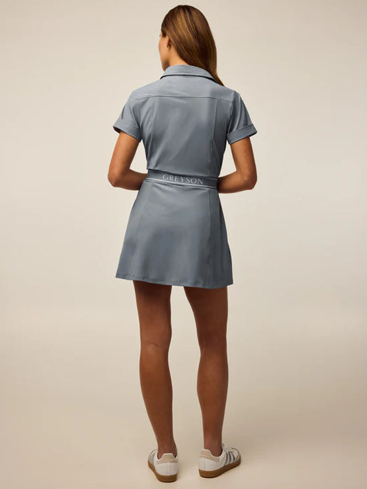 Phoenix Belted Shirt Dress- Bluestone Grey