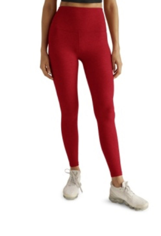 Beyond Yoga- Spacedye caught in the midi high waisted legging- holly red heather