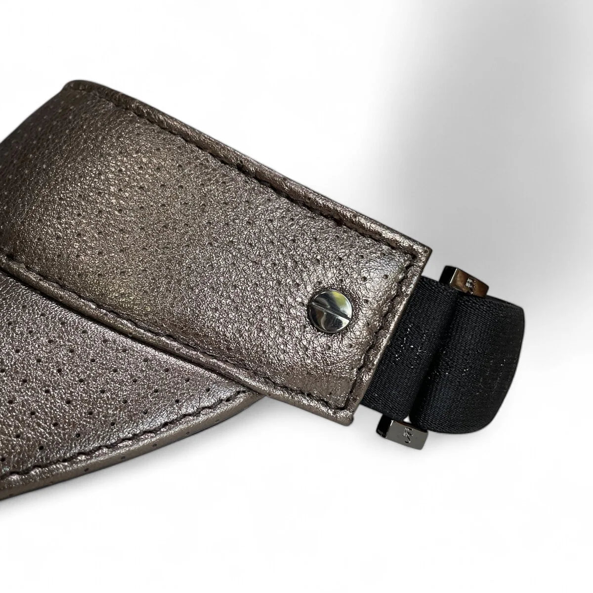 The Leather Visor-Pewter Shimmer & Gunmetal