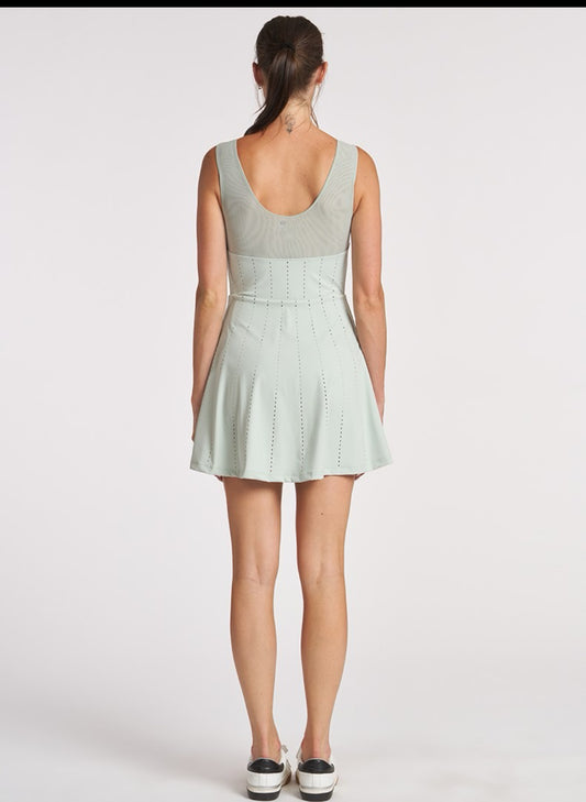 Endure Perforated Zip Dress-Seafoam