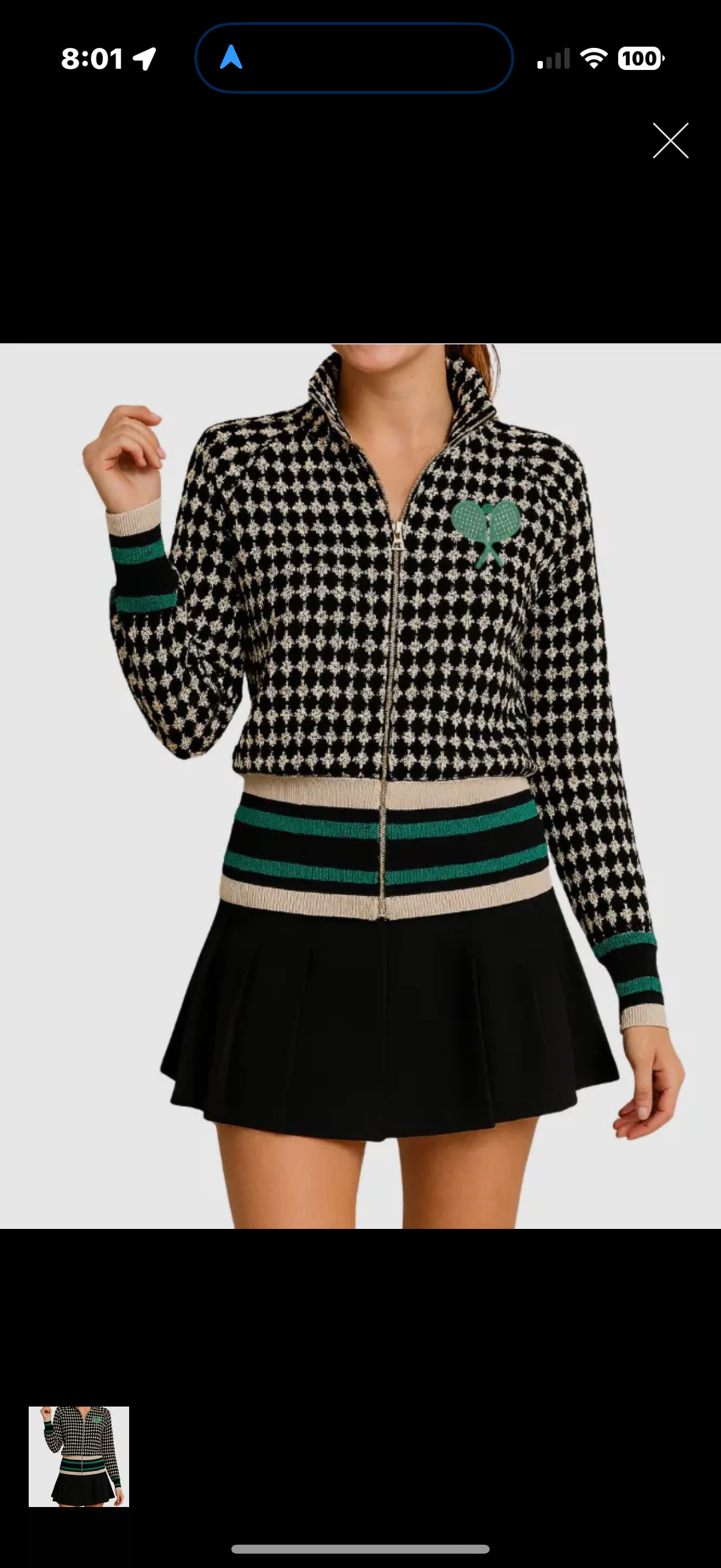 Zip Up Tennis Cardigan - Black