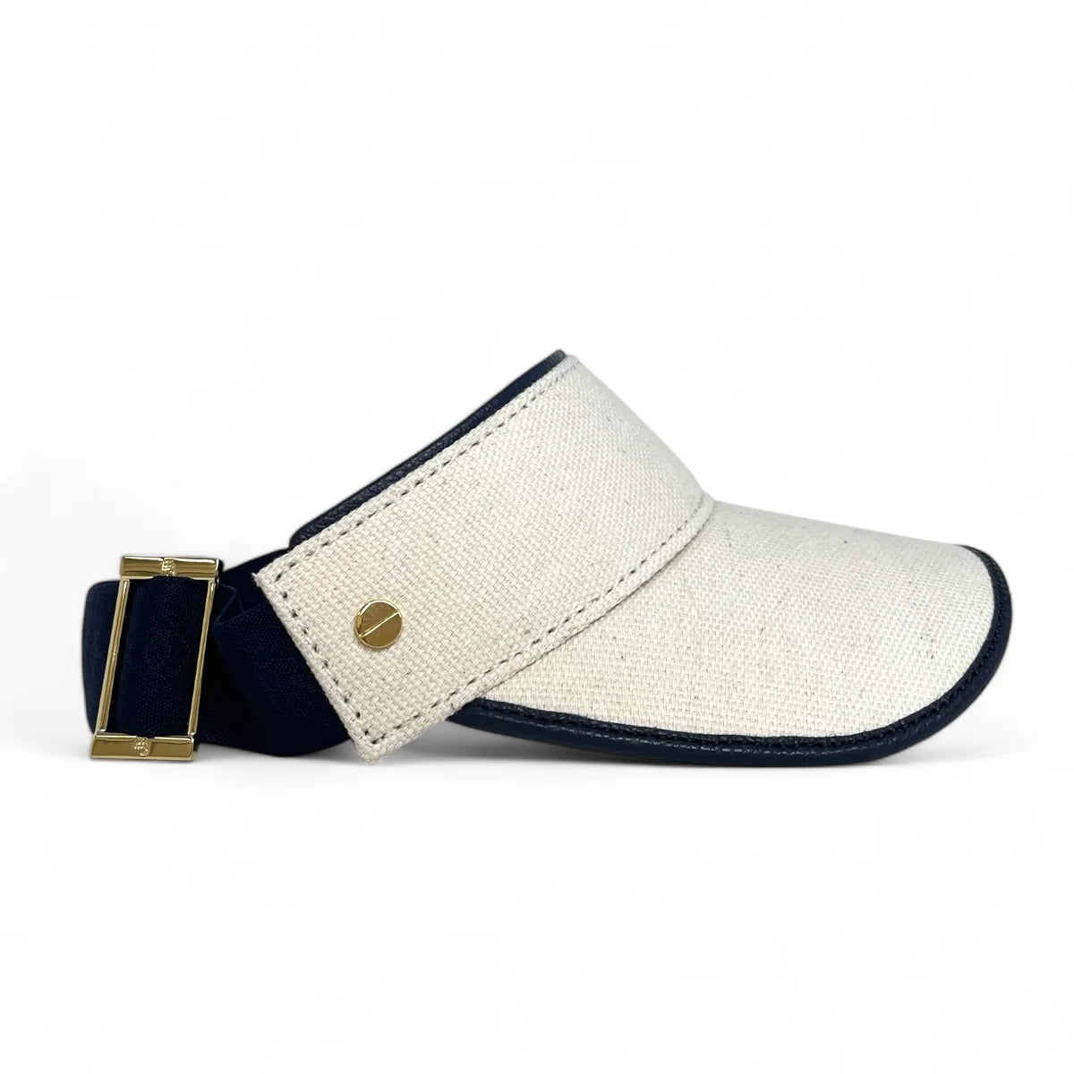 The Play & Aprés Visor- Natural Canvas-Navy Leather