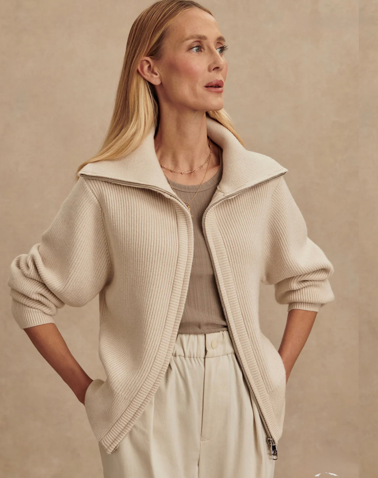Enrico Knit Jacket- Silver Birch
