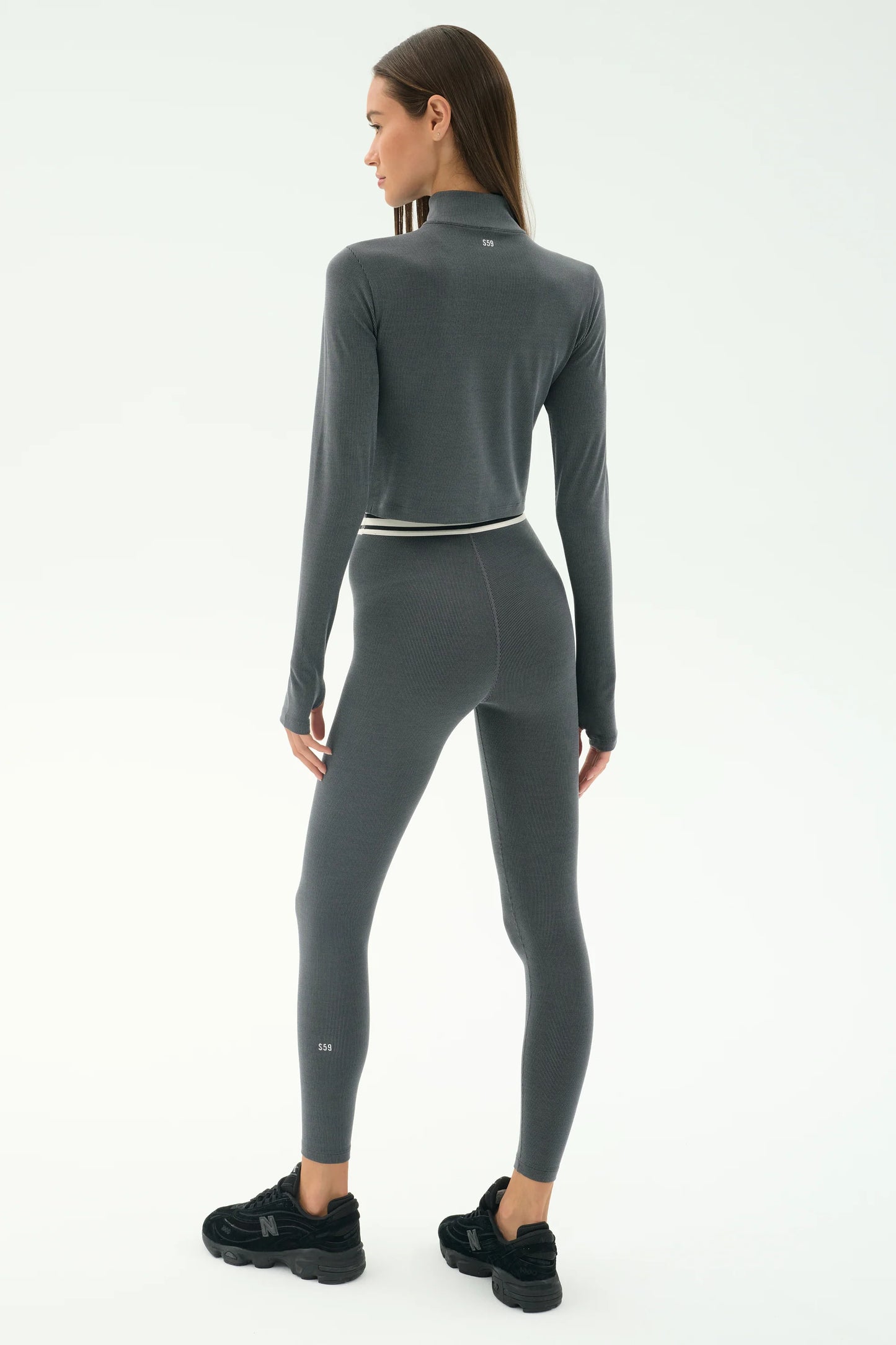 Stevie Active Rib Half Zip- Heather Grey