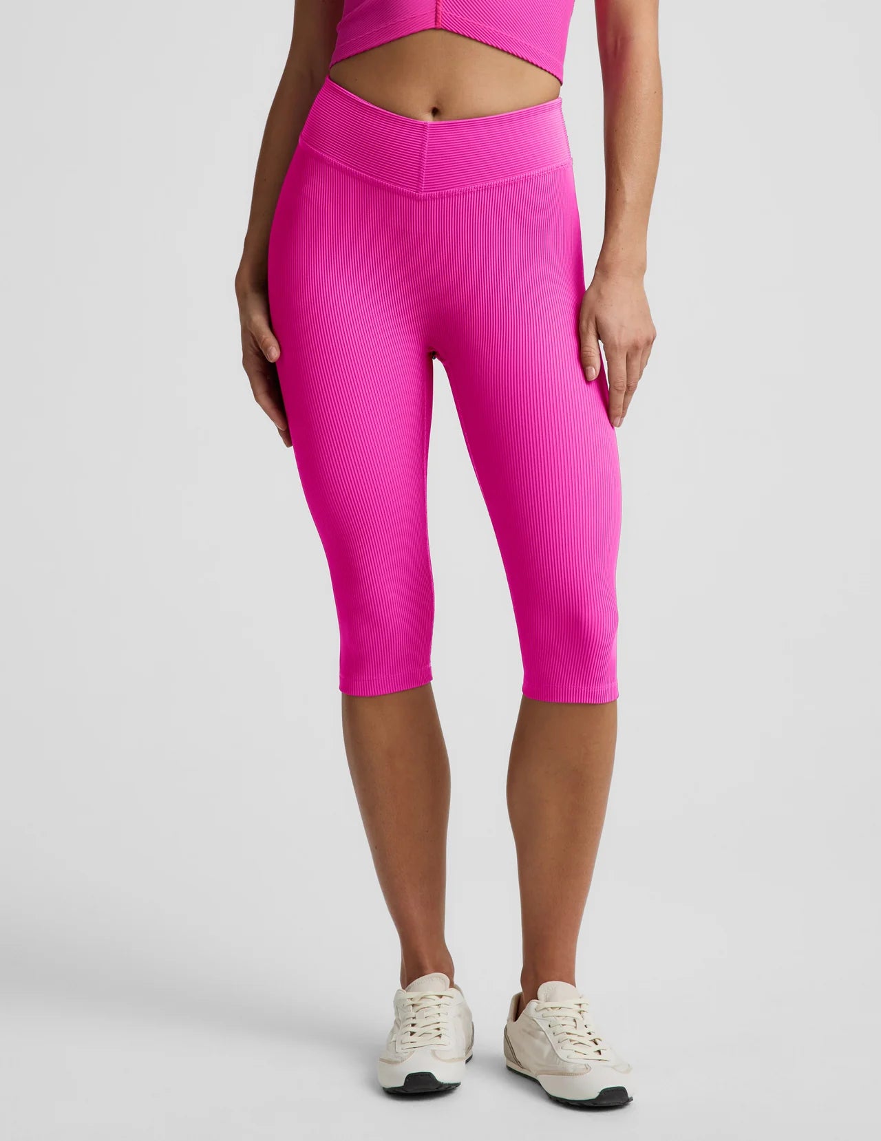 pink pedal pushers Impulse Ribbed V-Waist Pusher Legging- Glow Color:Lake Blue Diamantrad – Premium E-Bikes 2accuri Lined at waistband for