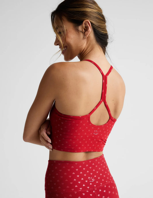 SoftShine Slim Racerback High Cropped Tank- Holly red ditsy hearts