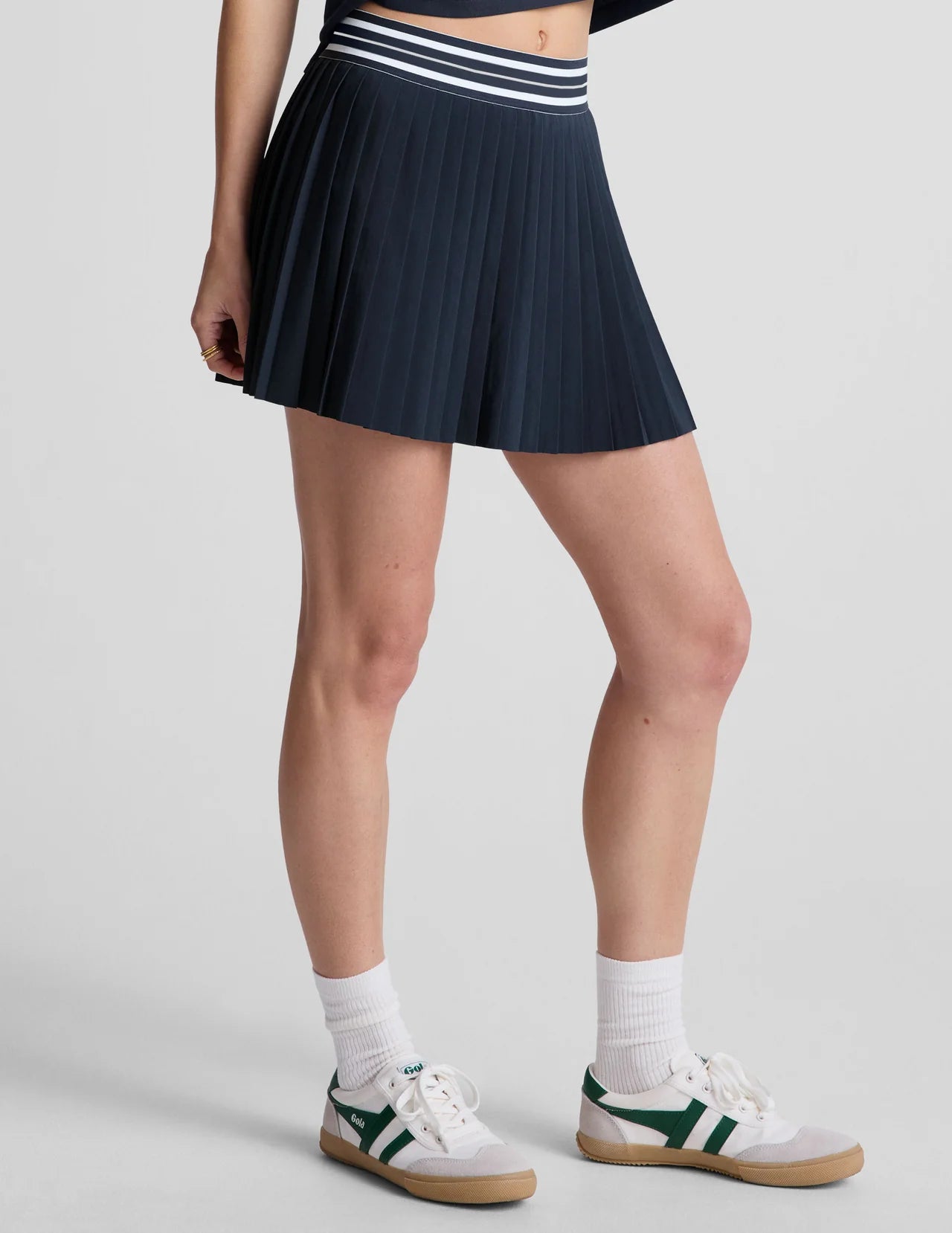 If You Pleats Tipped Elastic Mini Skirt- Nocturnal Navy
