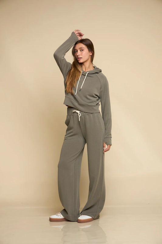 Later On Rib Hi-Waist Pants- Fatigue