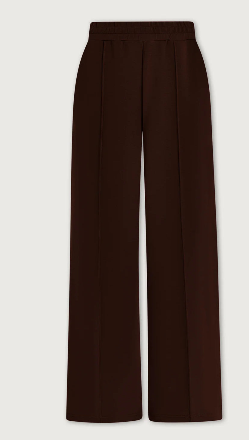 The Wide Leg Pant 30"- coffee bean marl