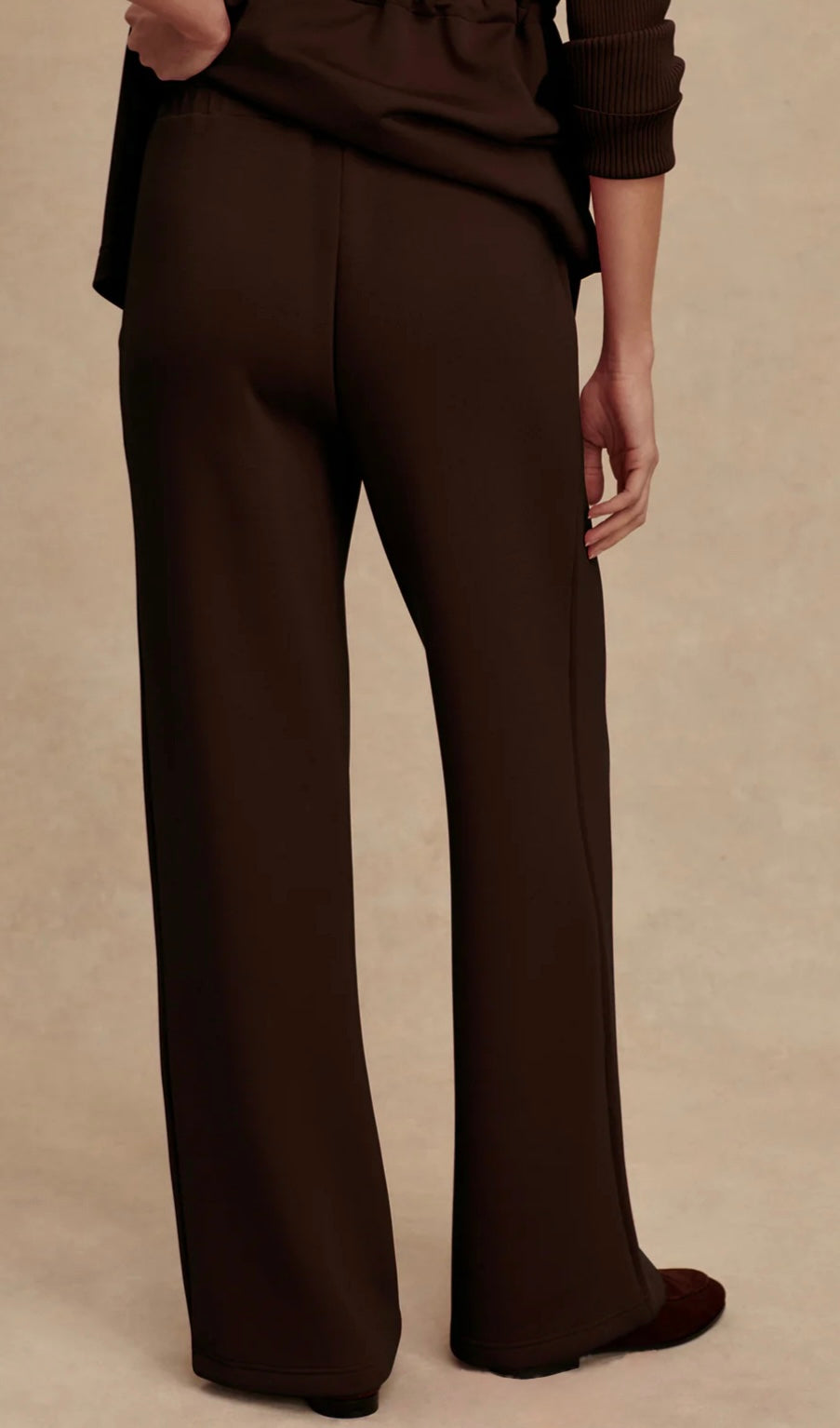 The Wide Leg Pant 30"- coffee bean marl