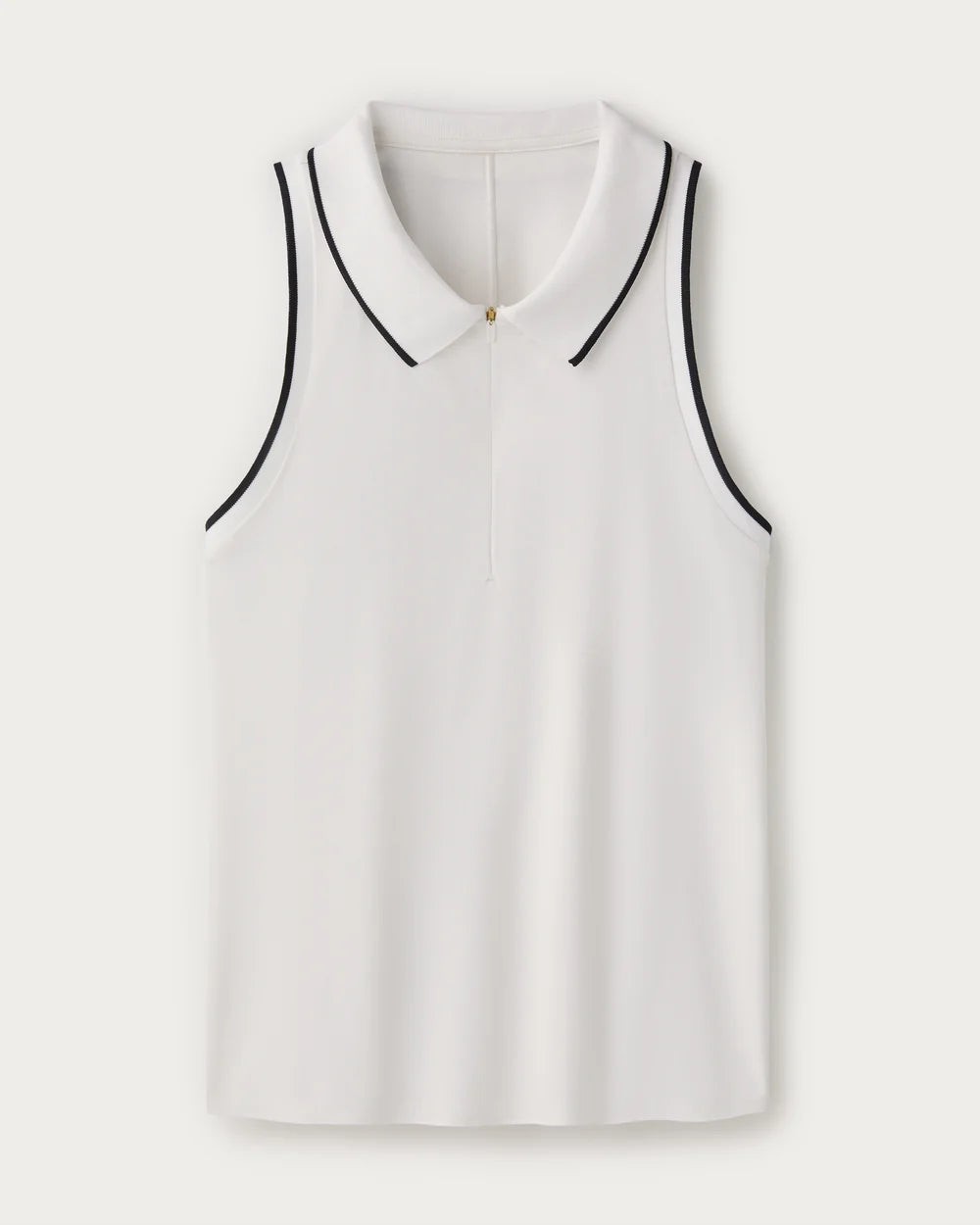 Course to Court Sleeveless Zip Polo- white/black