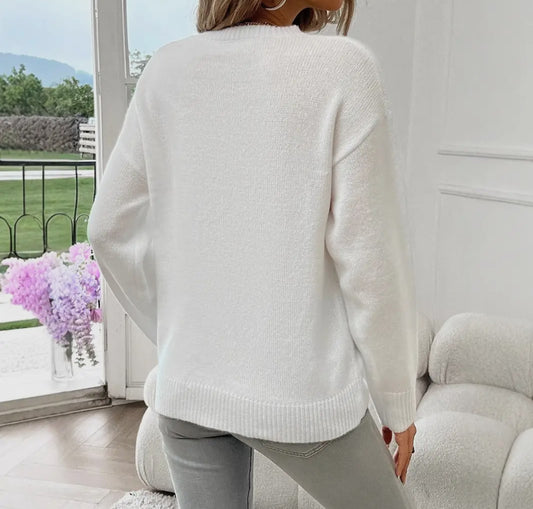 American Flag Knit Sweater - white