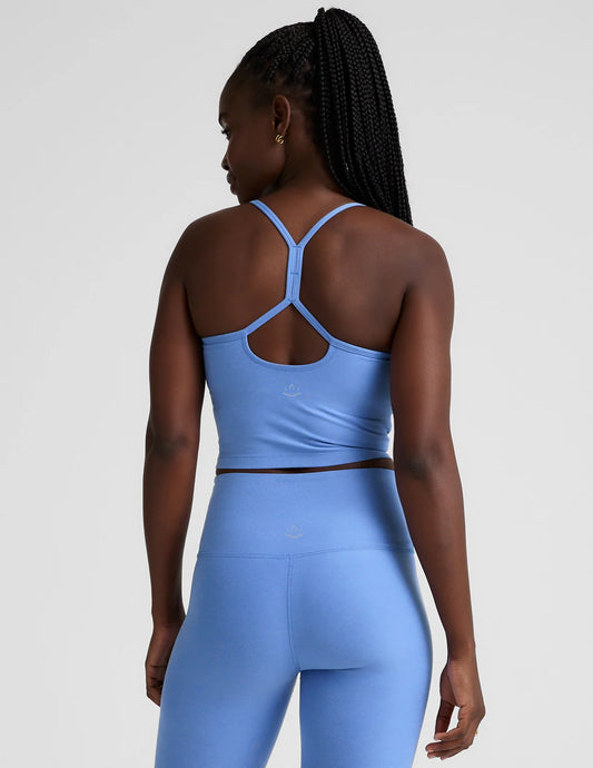 Spacedye Slim Racerback Cropped Tank- flower blue heather