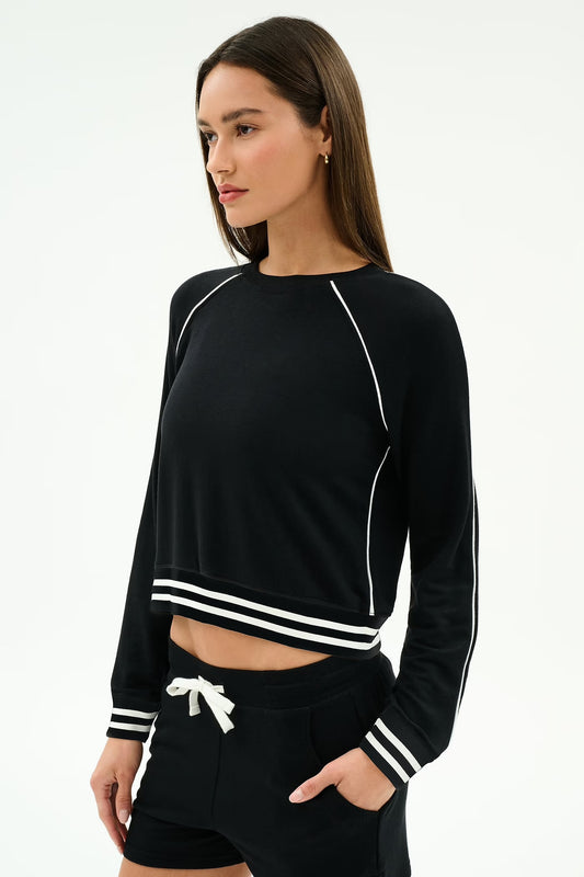 Brooks Fleece Sweatshirt with Stripe- Black