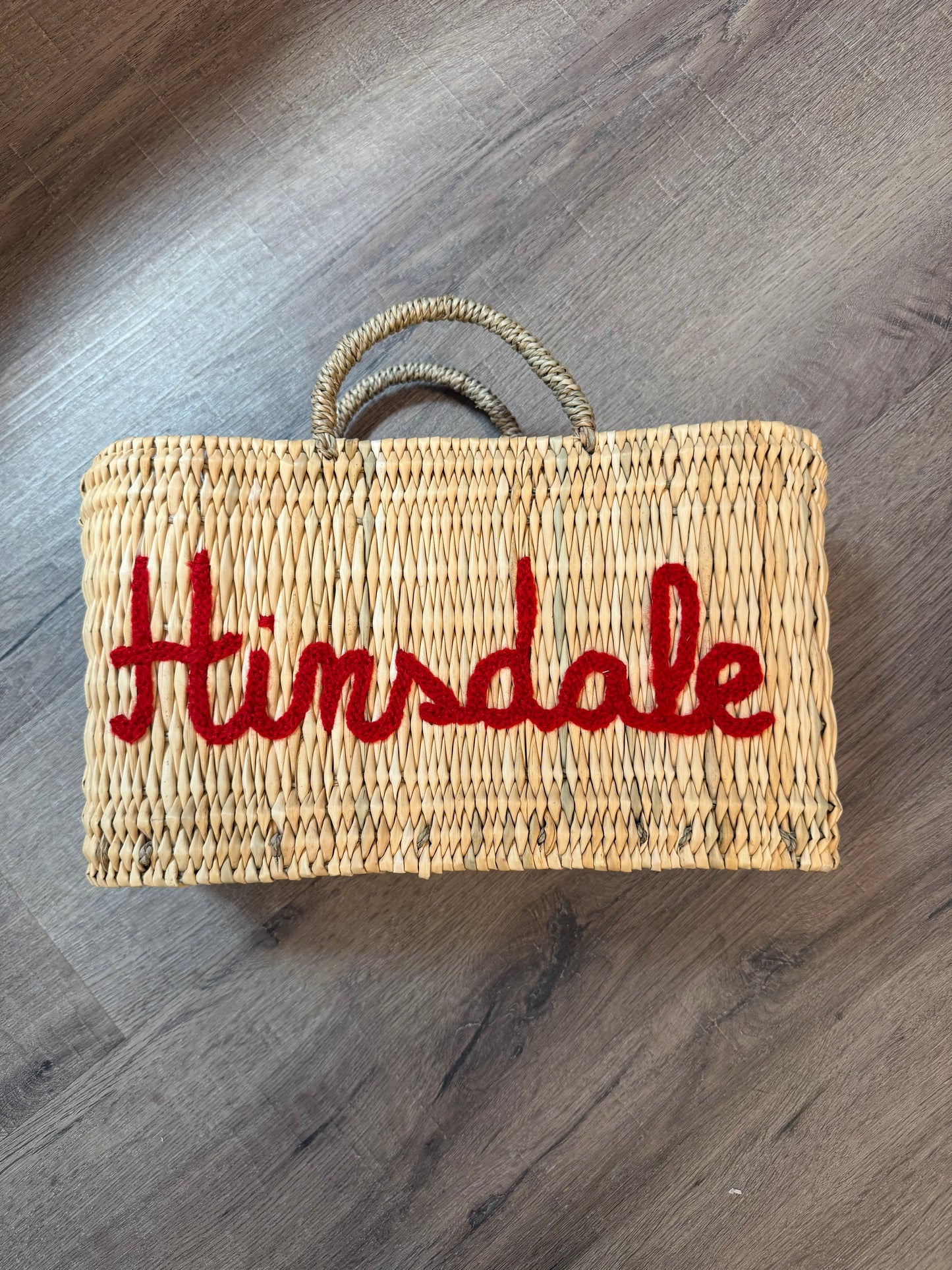 Small Embroidered "Hinsdale" Rattan Bag