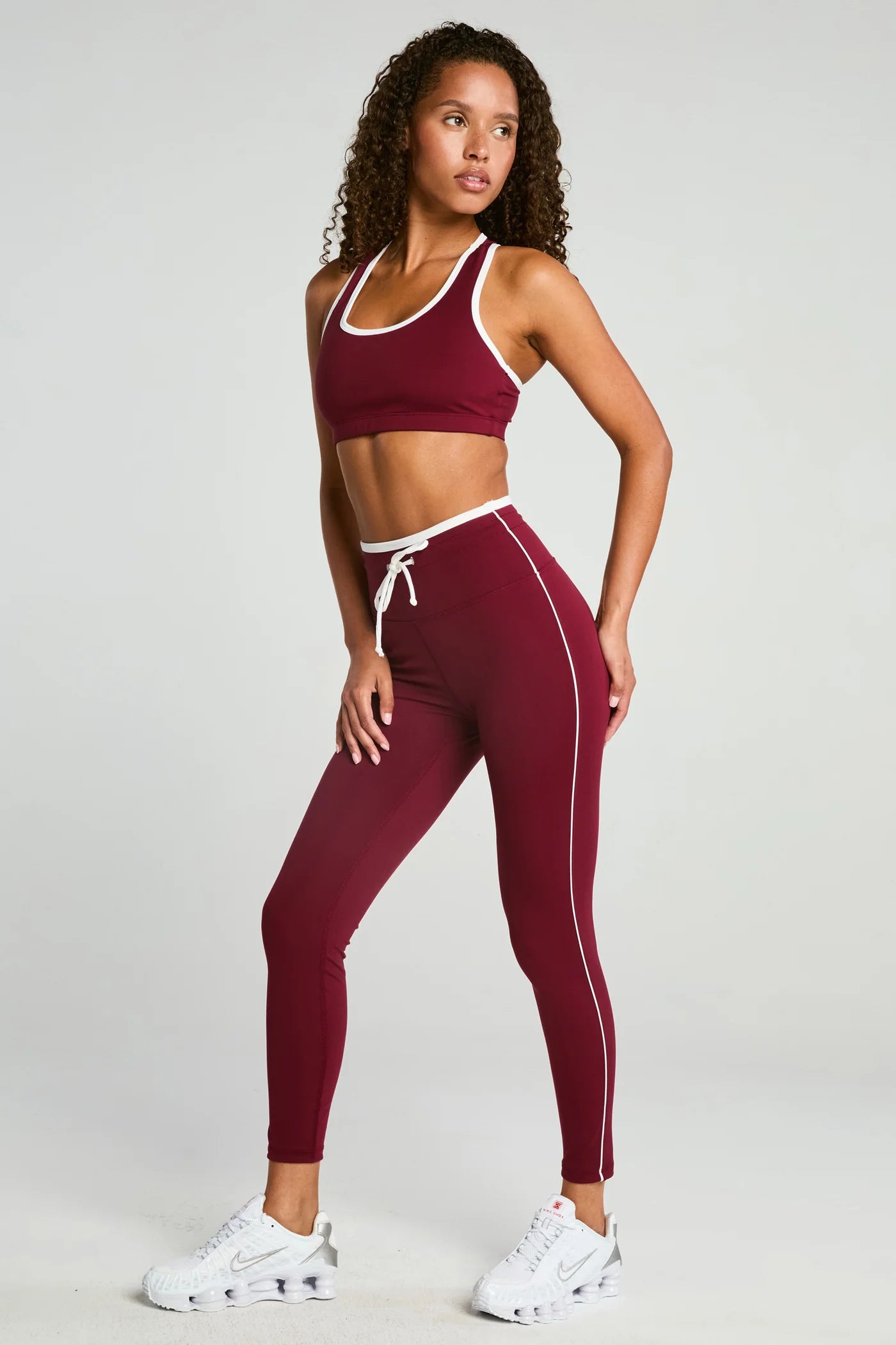 Sport Sprint Legging- Burgundy/Cream