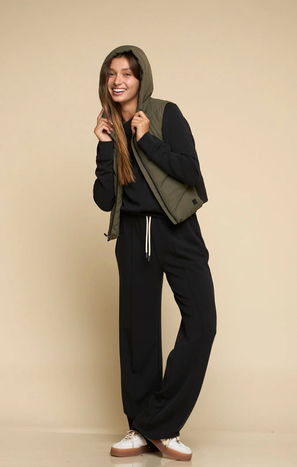 Later On Rib Hi-Waist Pants- Fatigue