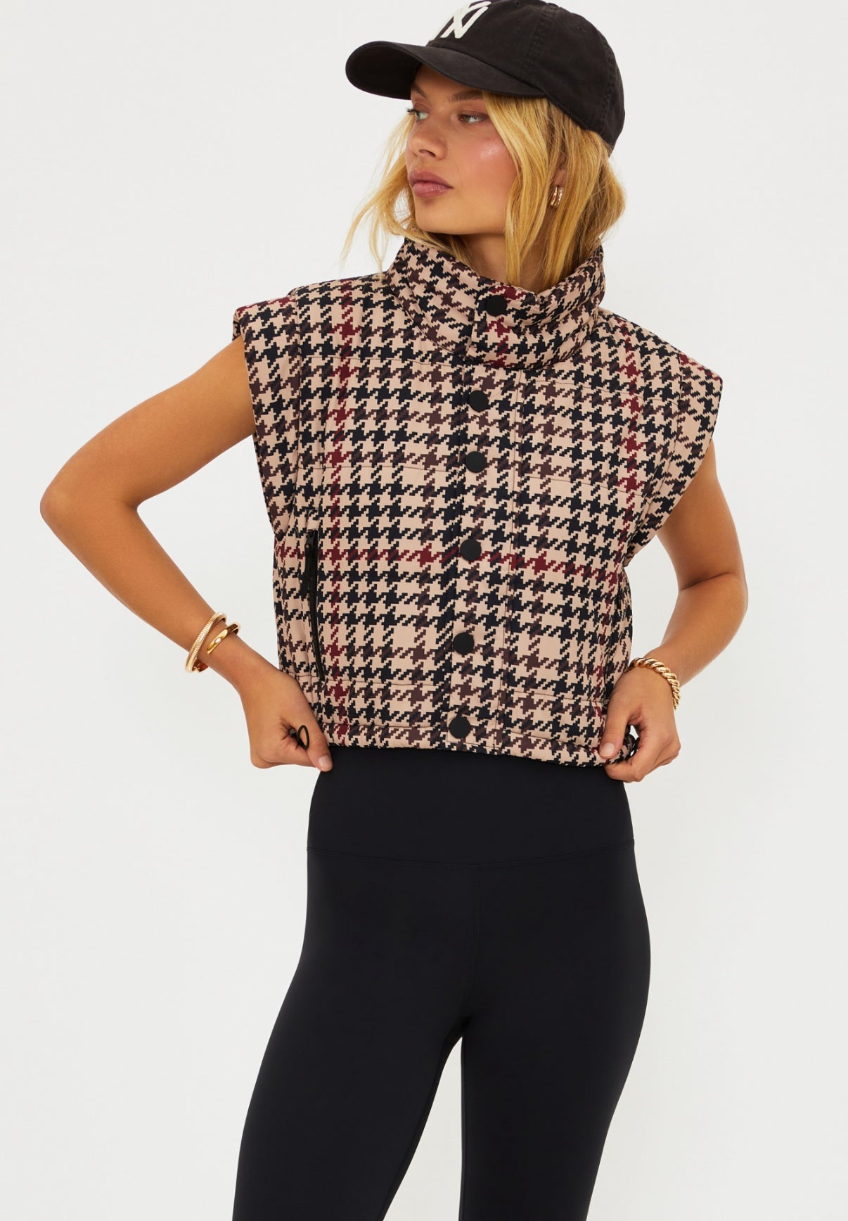 Canyon Puffer Vest- Midnight Houndstooth