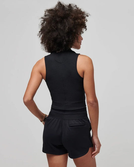 Moveknit V-Neck Sleeveless Polo- Black