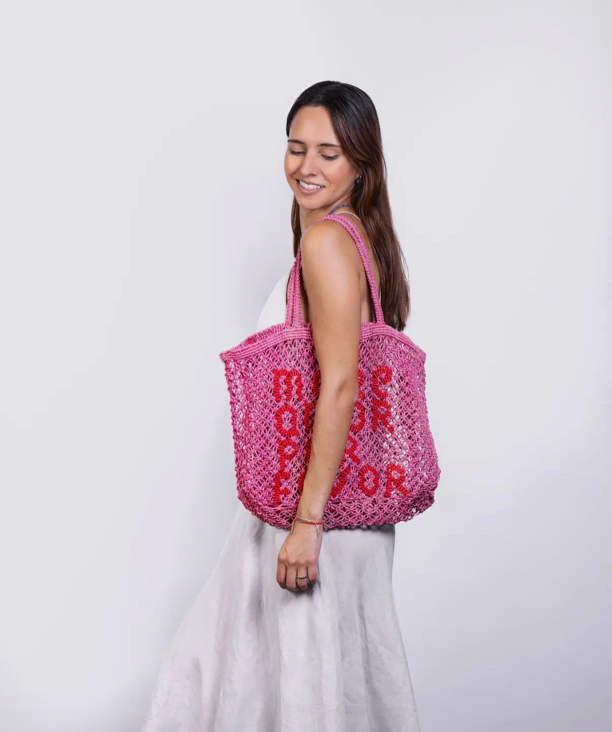 More Amor Por Favor- Woven Jute Tote