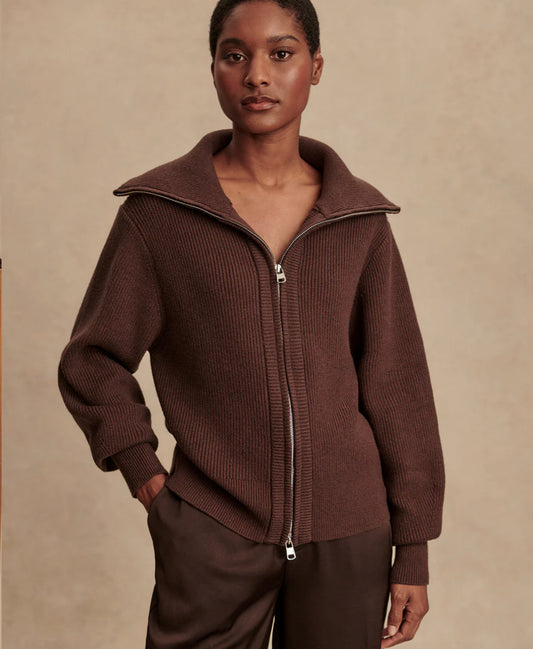 Enrico Knit Jacket- Coffee Bean