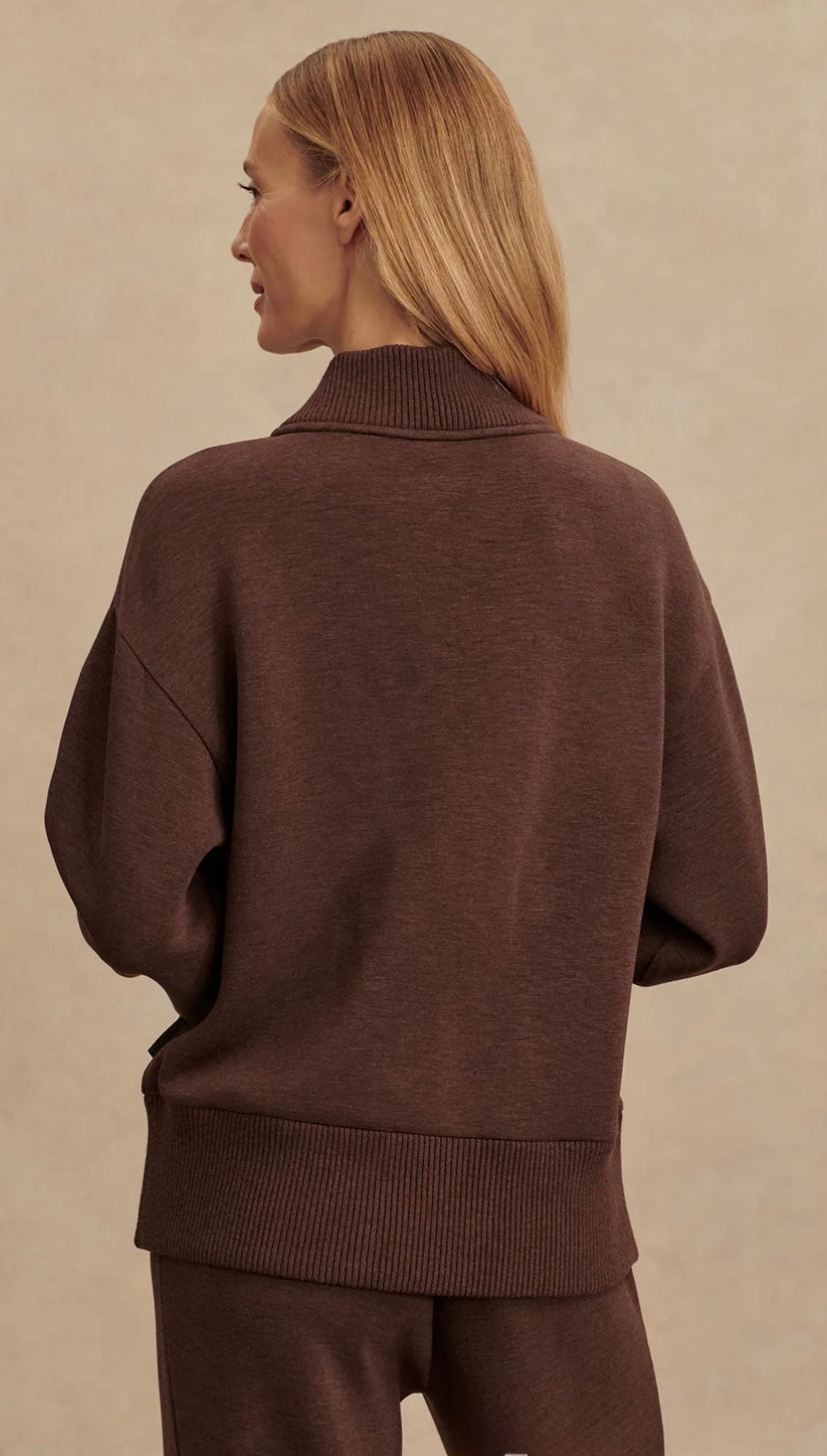 Sally Half-Zip Sweat- coffee bean marl