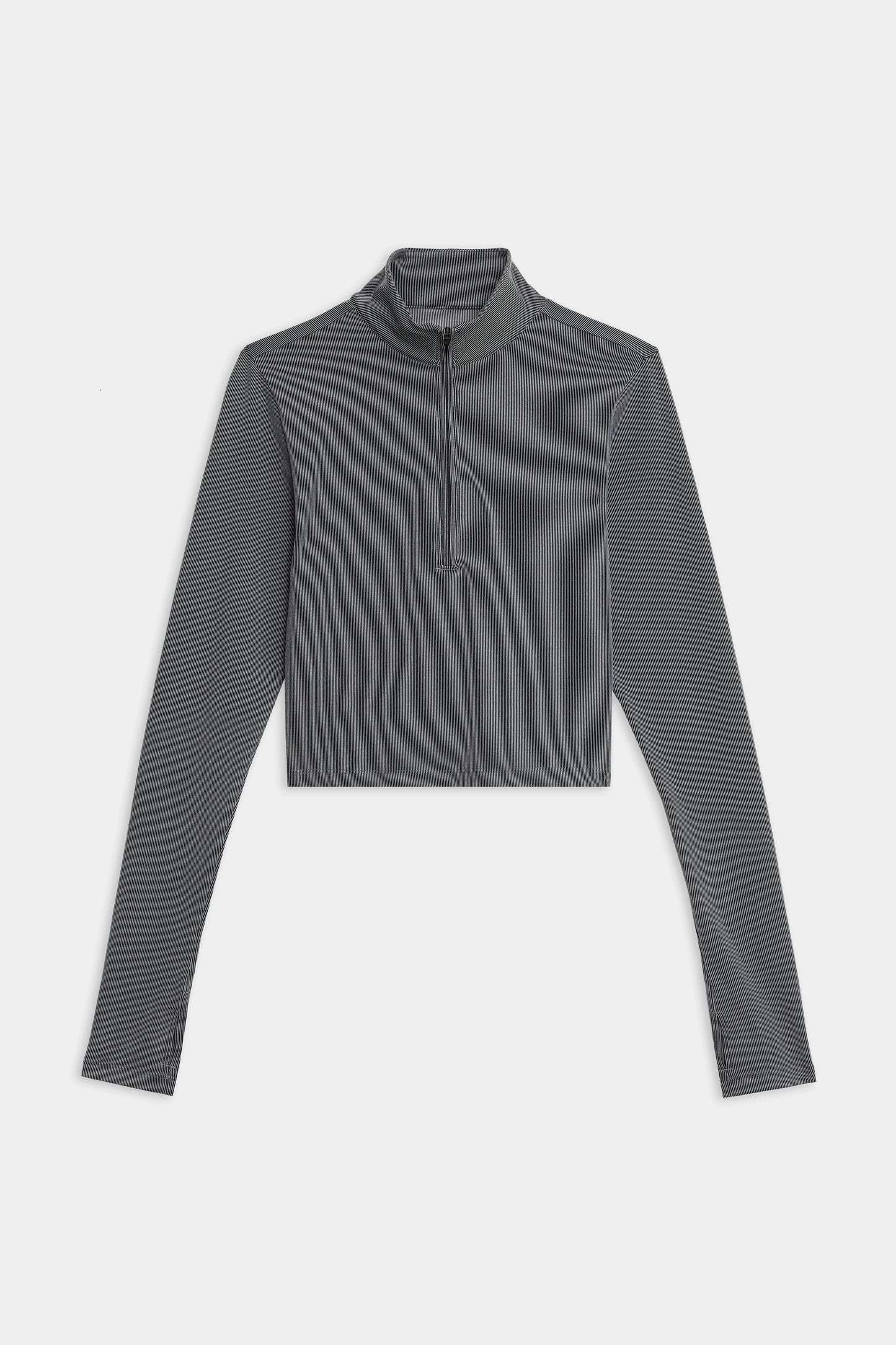 Stevie Active Rib Half Zip- Heather Grey