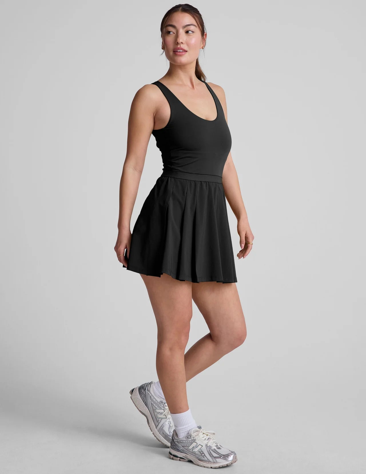 Score Pleated Active Dress-Black