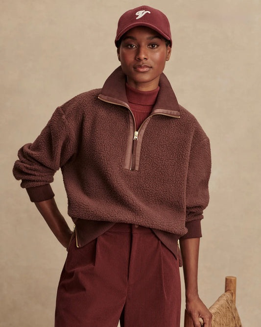 Roselle Half-Zip Fleece-Deep Mahogany