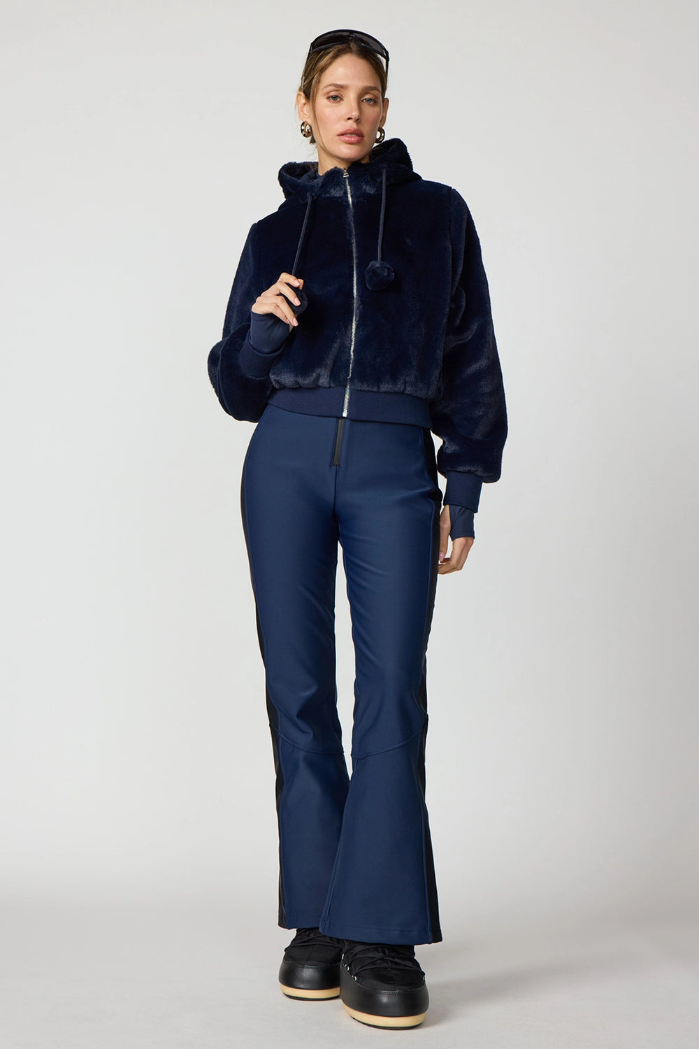 Plush Bomber Jacket- Navy Blazer