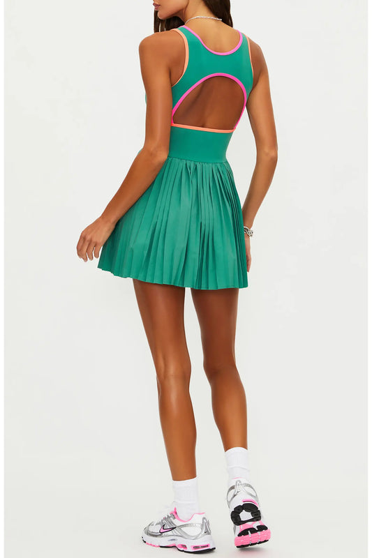 Antonia Dress- rally green colorblock