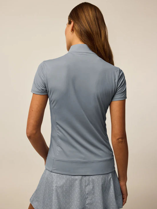 Halley Short Sleeve Quarter-Zip- Bluestone Grey