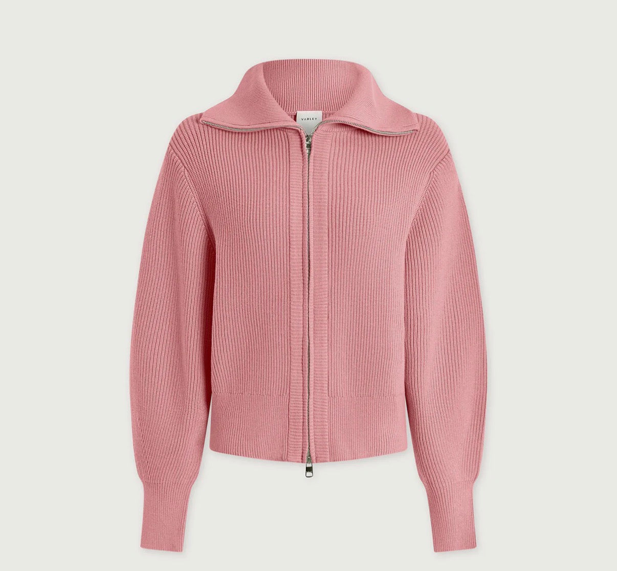 Enrico Zip-Through Knit Jacket- Sea Pink