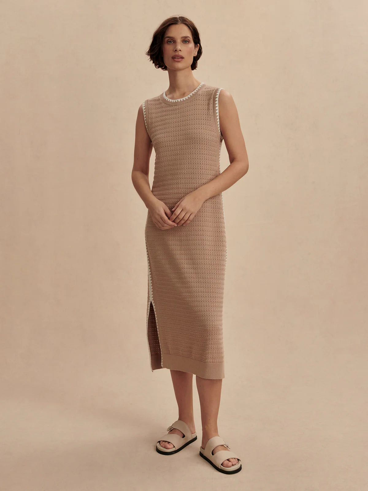 Dwight Tank Knit Midi Dress-Light Taupe