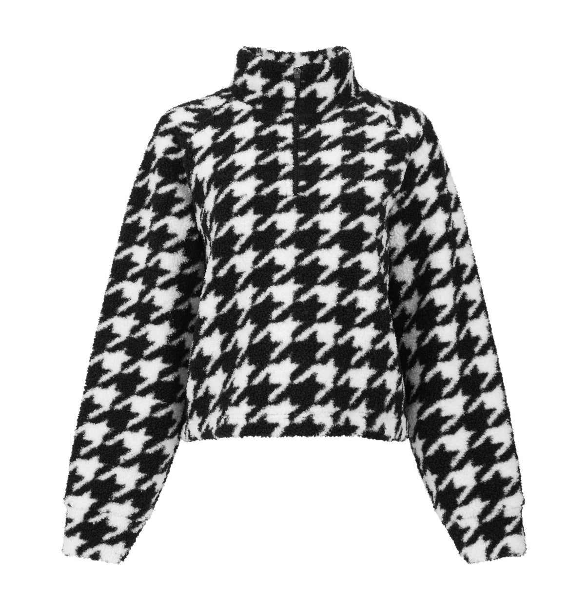 Lucia half zip Sherpa- houndstooth