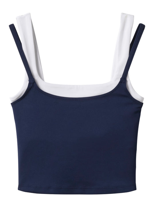 Smoothknit double strap top-navy blazer