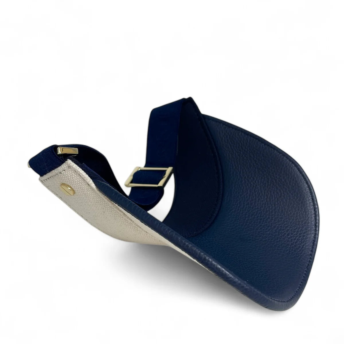 The Play & Aprés Visor- Natural Canvas-Navy Leather