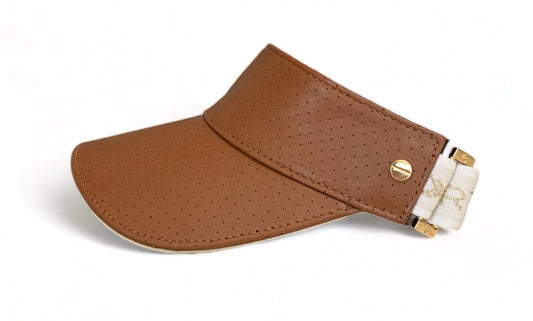 The Visor- Tan Leather & Gold