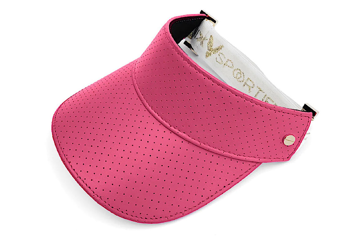 The Visor- Flamingo Pink Leather & Gold