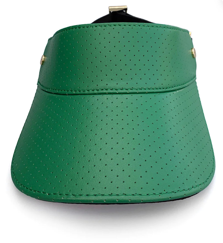 The Visor- Court Green Leather & Navy Trim