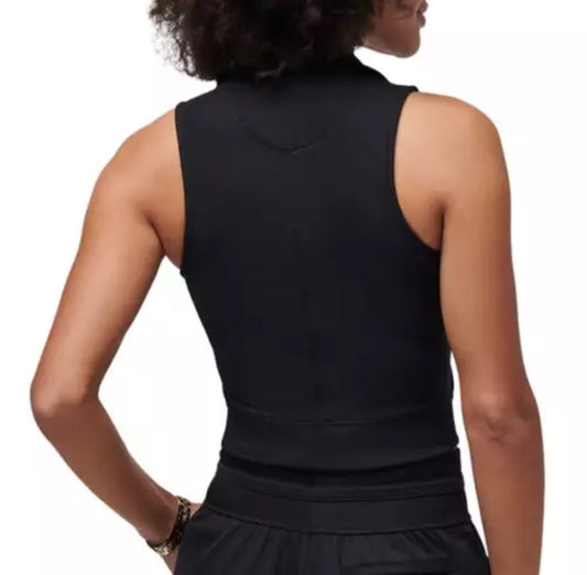 Moveknit Sleeveless V-neck Polo-Black