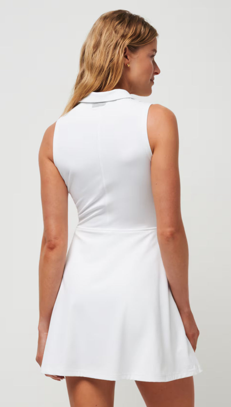 Moveknit sleeveless zip dress- white