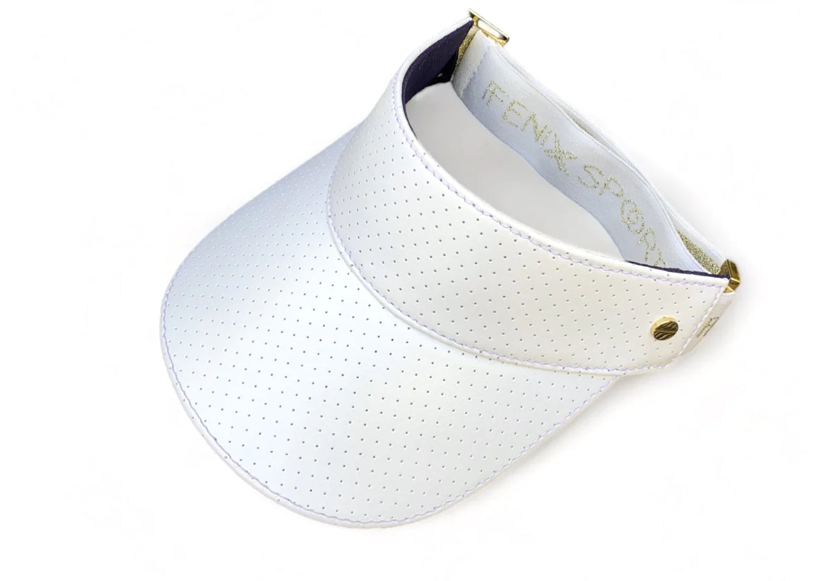 The Visor- White Leather & Gold