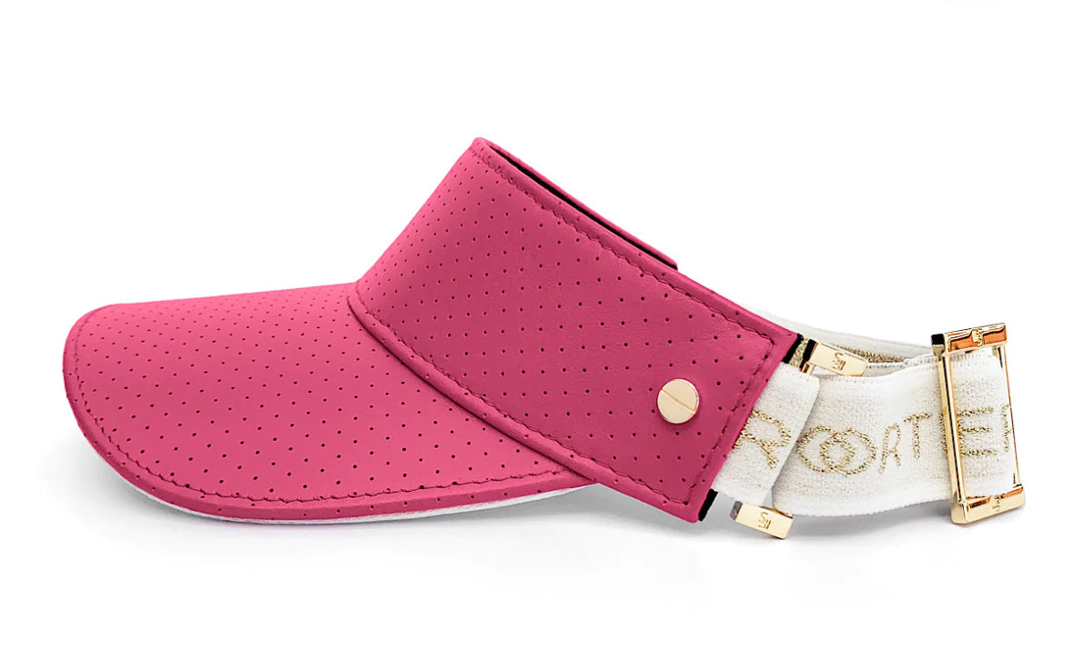 The Visor- Flamingo Pink Leather & Gold