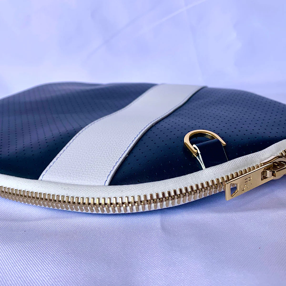 The “Addict” - leather pickleball bag- navy/white